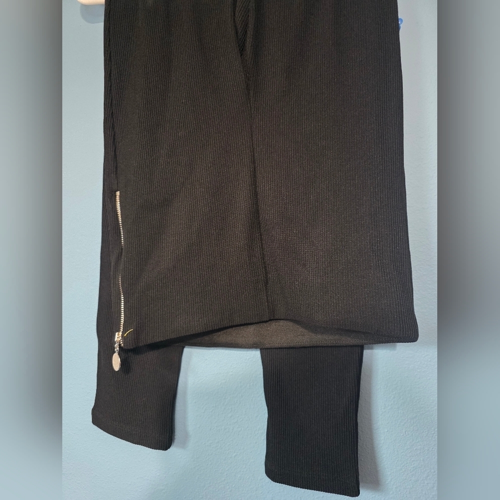 Zara Woman's Medium Black Leggings With Zipper Detail New Without Tag Casual Y2K